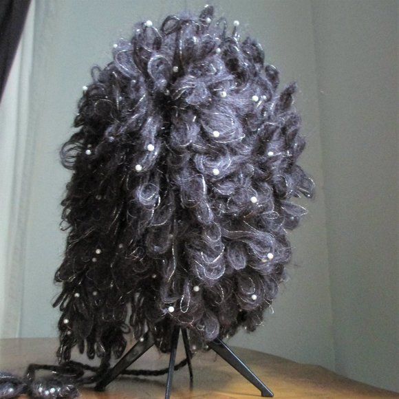 NWOT Shaggy Loop Knit Pearl Bead Wool Blend Trapper Hat - Picture 3 of 10